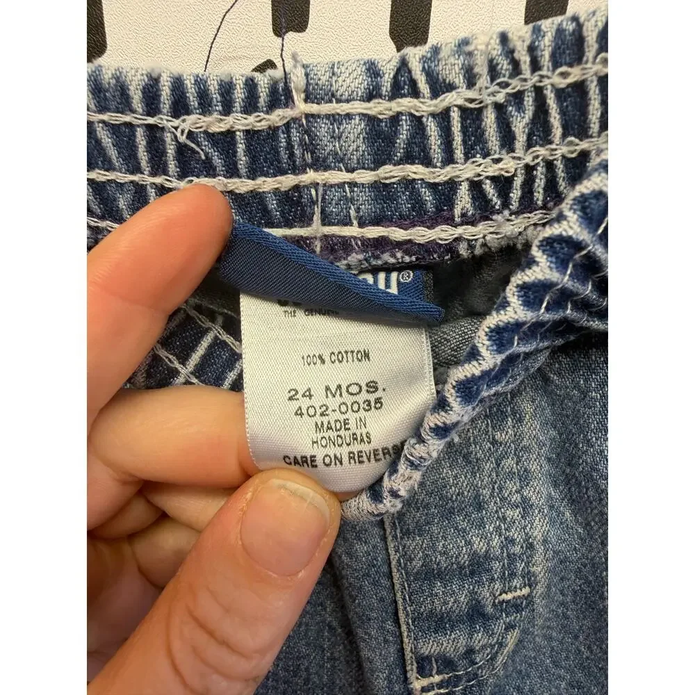 Vintage 90s Y2K OshKosh B’gosh baby Carpenter Jeans Size 24M Blue Denim